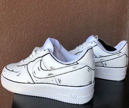 Black White Line Cartoon Graffiti Custom Air Force 1 - view 3