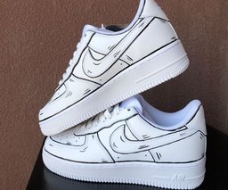 Black White Line Cartoon Graffiti Custom Air Force 1 - view 4