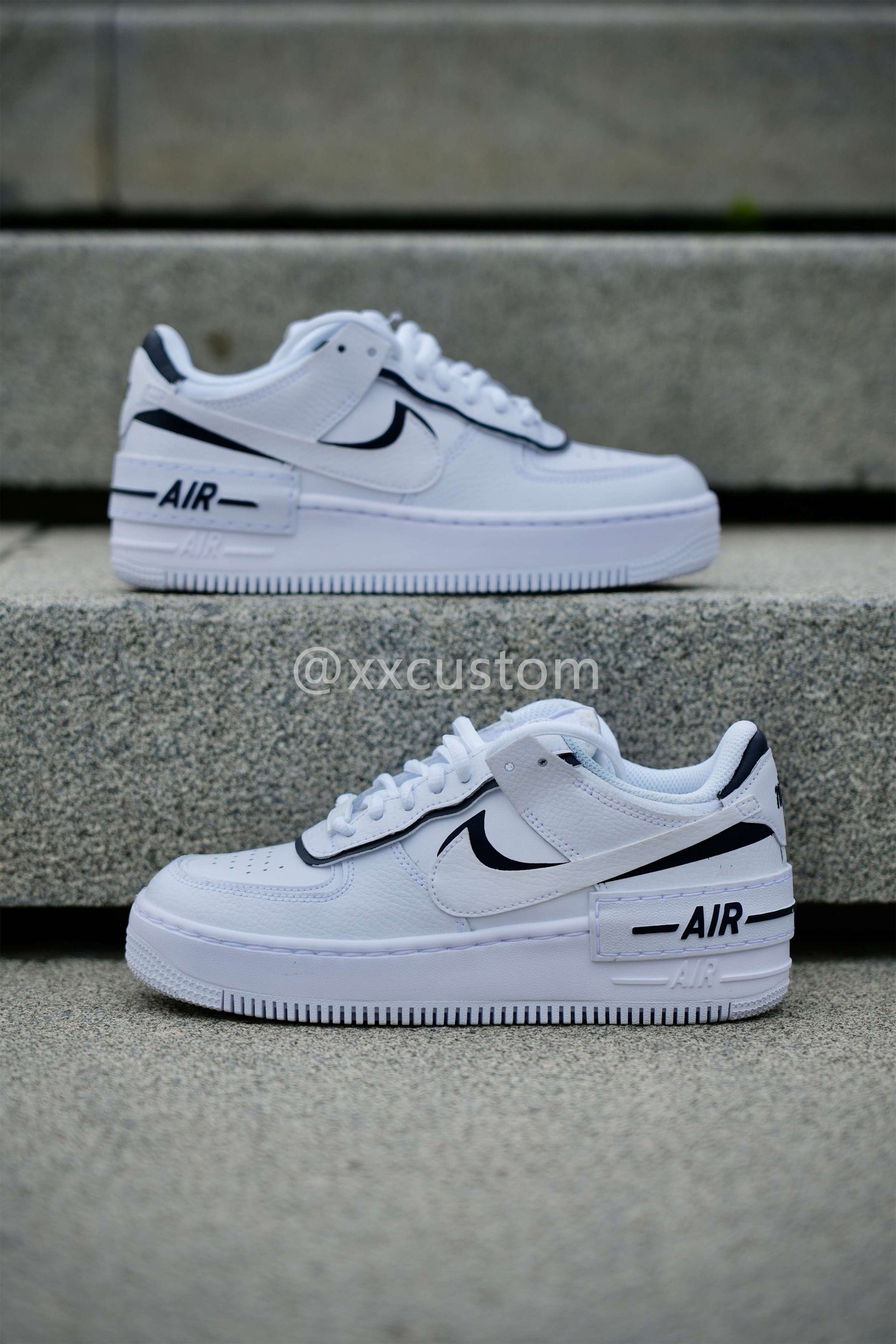 Black Swoosh Shadow White Custom Air Force 1