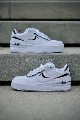 Black Swoosh Shadow White Custom Air Force 1
