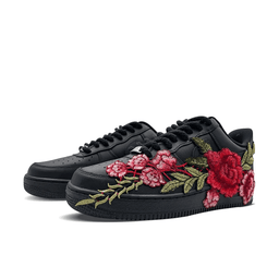 Peony Embroidery Red Green Custom Air Force 1 - view 2