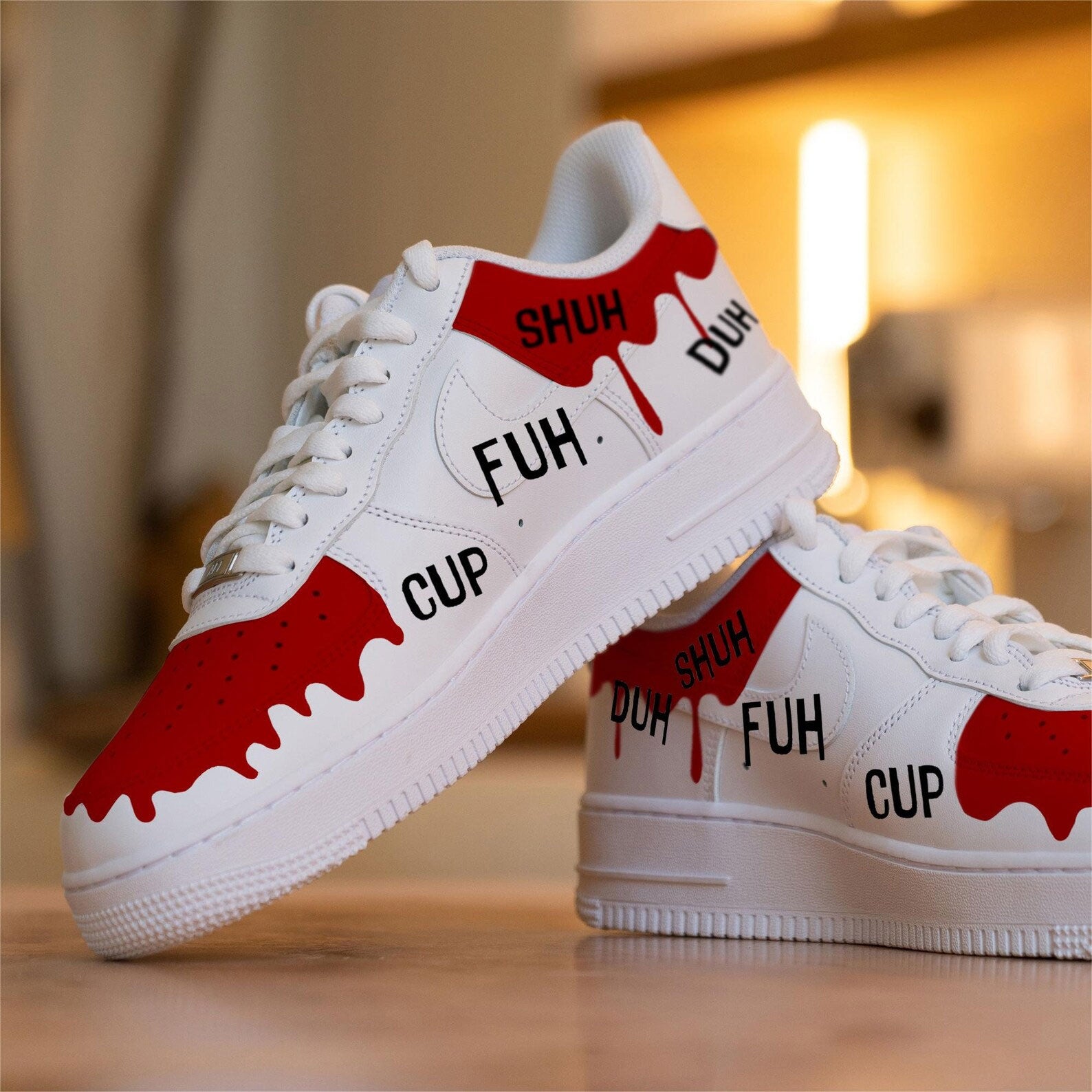 Red Drip Funny Graffiti Custom Air Force 1