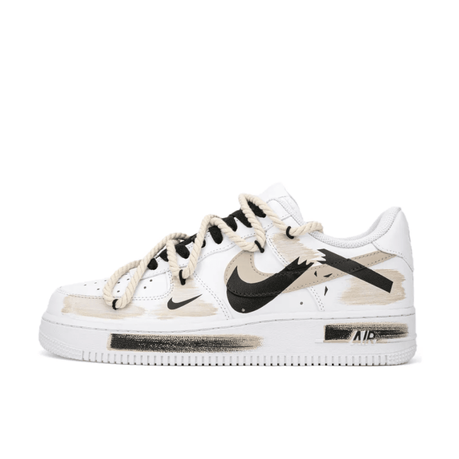 Broken Swoosh Brown Extra Lace Black Custom Air Force 1