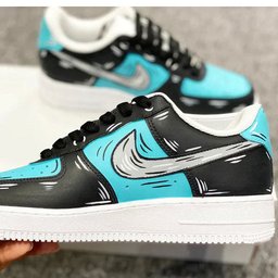 Black Mint Green Graffiti Custom Air Force 1 - view 2