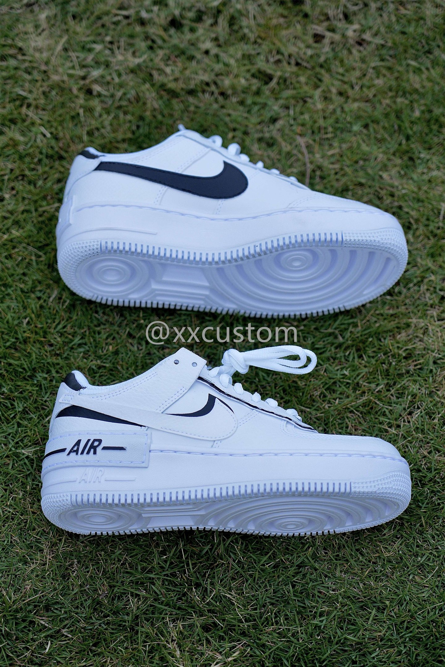 Black White Slanted Swoosh Shadow Custom Air Force 1