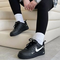 Custom Air Force 1 Black White Double Swoosh - view 2