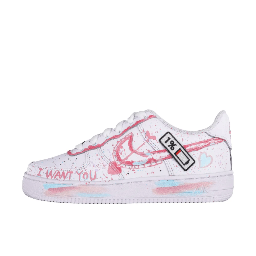 Pink Spray Font Custom Air Force 1