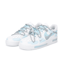Broken Swoosh Blue Extra Lace Gray Custom Air Force 1 - view 3