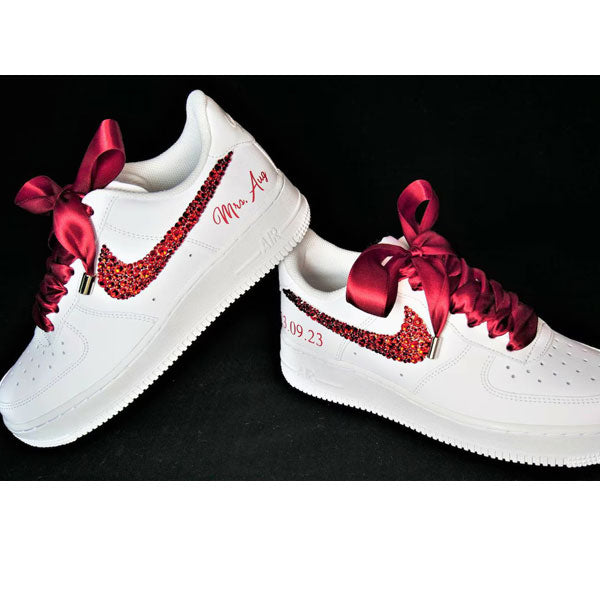 Red Ribbon Couple Wedding Custom Air Force 1
