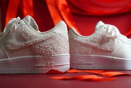 Pearl Ribbon Wedding Handwork Custom Air Force 1 - view 3