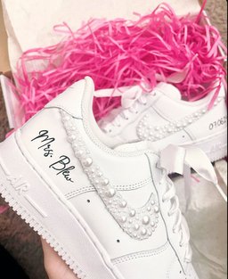 Pearl Ribbon Wedding Gift Custom Air Force 1 - view 3