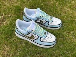 Custom Air Force 1 Blue Gold Cartoon - view 3