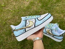 Custom Air Force 1 Blue Gold Cartoon - view 4