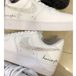 Silver Rhinestone Swoosh Wedding Personal Gift Custom Air Force 1