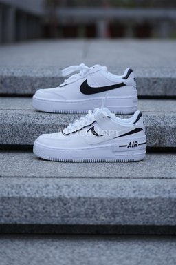 Custom Air Force 1 White Black Slanted Swoosh Shadow