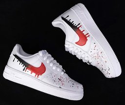 Red Black Drip Graffiti Custom Air Force 1 - view 2