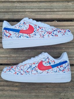 Red Blue Splash Graffiti Custom Air Force 1 - view 2