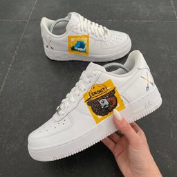 Custom Air Force 1 Blue Yellow Brown Cartoon Bear - view 2