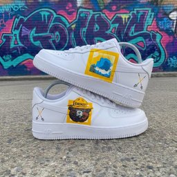 Custom Air Force 1 Blue Yellow Brown Cartoon Bear - view 3