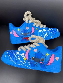 Blue Stitch Cartoon Thick Hemp Rope Custom Air Force 1 - view 2