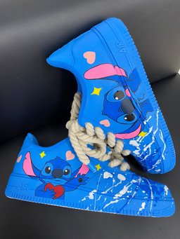 Blue Stitch Cartoon Thick Hemp Rope Custom Air Force 1 - view 3