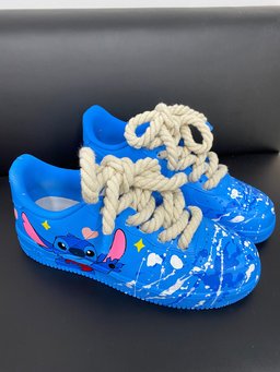 Blue Stitch Cartoon Thick Hemp Rope Custom Air Force 1 - view 4