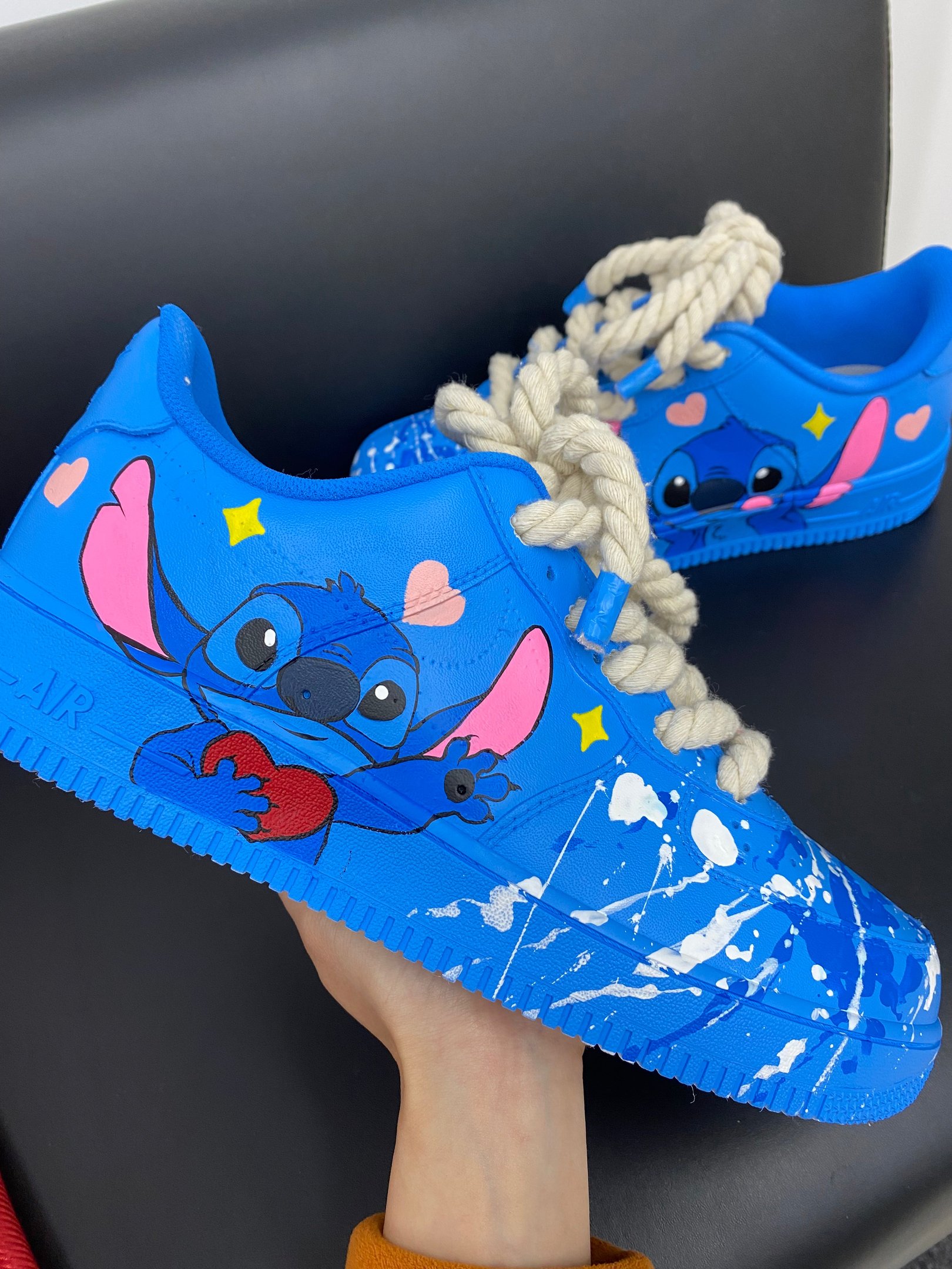 Blue Stitch Cartoon Thick Hemp Rope Custom Air Force 1
