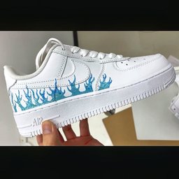 Custom Air Force 1 Blue-green Flame - view 2