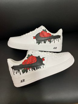 Custom Air Force 1 Red Rose Black Drip - view 2