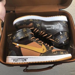 Custom Air Force 1 Brown LV Printing - view 2