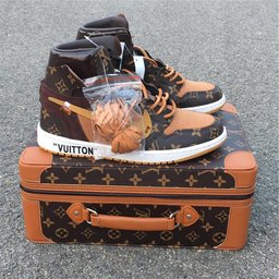 Custom Air Force 1 Brown LV Printing