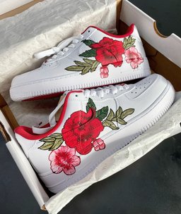 Red Rose Hand Drawing Custom Air Force 1 - view 3