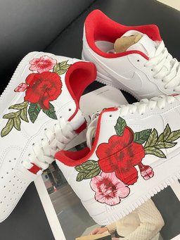 Red Rose Hand Drawing Custom Air Force 1 - view 4