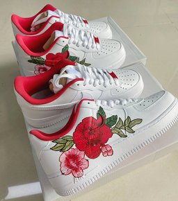 Red Rose Hand Drawing Custom Air Force 1 - view 6