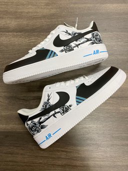 Custom Air Force 1 Black And White Blooming Flowers - view 2