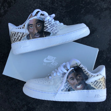 Custom Air Force 1 Text Background And Tupac Portrait
