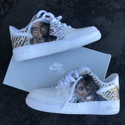 Custom Air Force 1 Text Background And Tupac Portrait