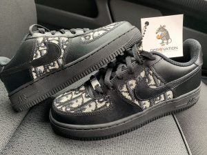 Custom Air Force 1 Black Dior Beige