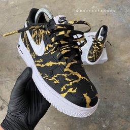Custom Air Force 1 Black Gold Irregular Stripes