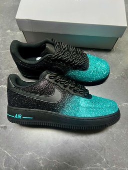 Black Green Glitter Custom Air Force 1 - view 3