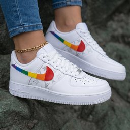 LV Rainbow Swoosh Silver Custom Air Force 1 - view 2