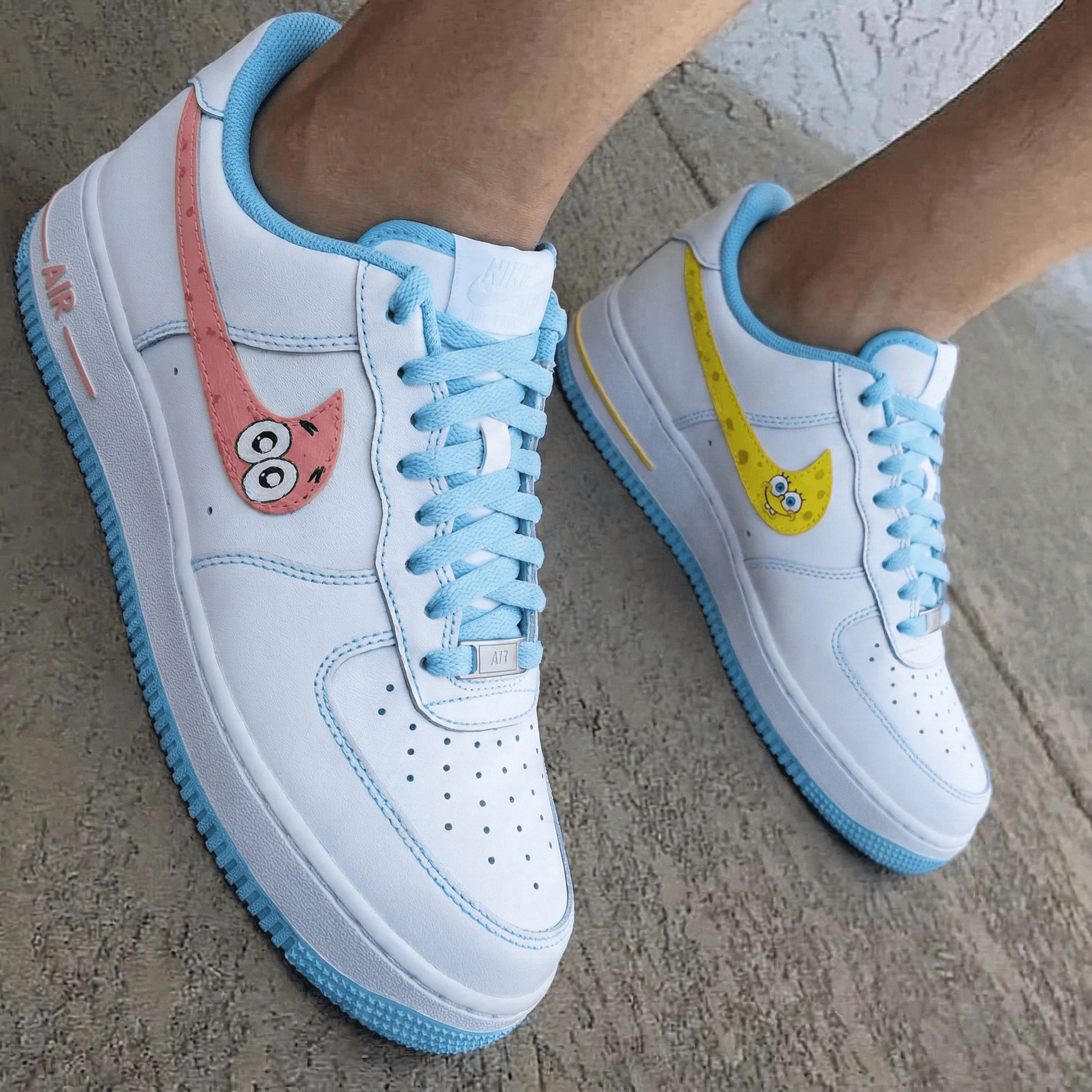 Spongebob Patrick Yellow Pink Baby Blue Custom Air Force 1