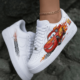 Cars Lightning McQueen Flame 95 Tire Tracks Red Black Custom Air Force 1 - view 2