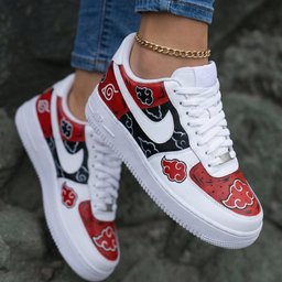 Naruto Akatsuki Clouds Leaf Symbol Red Black Custom Air Force 1 - view 2