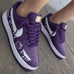 Hello Kitties Drip Purple White Custom Air Force 1
