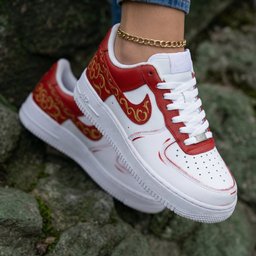 Golden Scroll Pattern Red Custom Air Force 1 - view 2