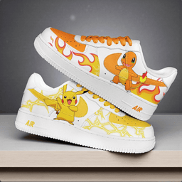 Pokemon Pikachu Charmander Flames Lightning Orange Yellow Custom Air Force 1