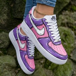 Cartoon Style Pink And Purple Custom Air Force 1 - view 2