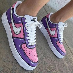 Cartoon Style Pink And Purple Custom Air Force 1