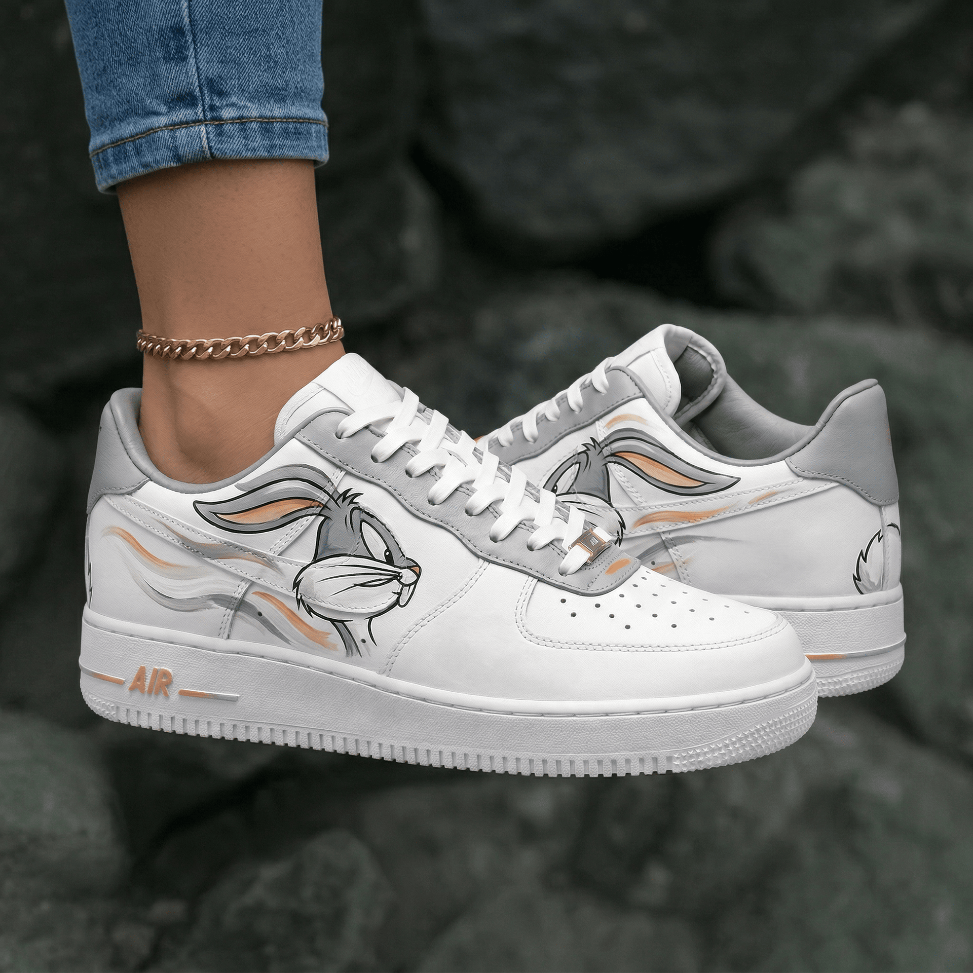 Bugs Bunny Gray Orange Custom Air Force 1
